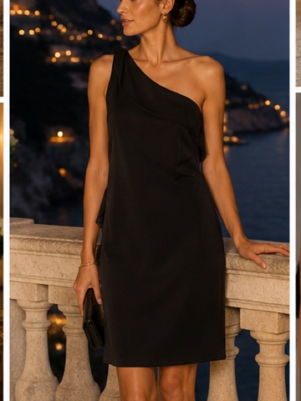 Armani Collezioni black silk one shoulder cocktail dress ruffle Size 6 - Picture 12 of 12